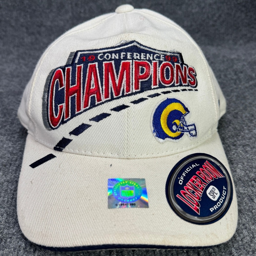 Vintage St Louis Rams SPL28 Hat Mens OSFA White 90s NFC Conference Champions
